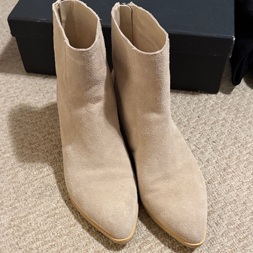 Dolce Vita Suede Cream Ankle Booties
